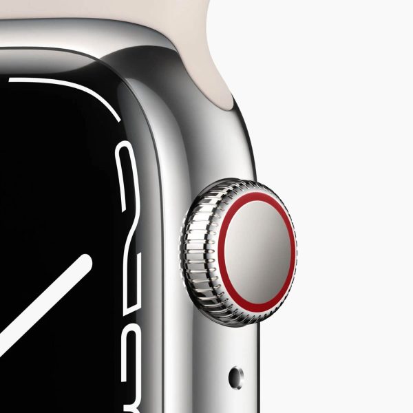 Apple Watch Series 7 45mm RVS Silver Wifi + 4G White Sport Band - B-grade - Afbeelding 3