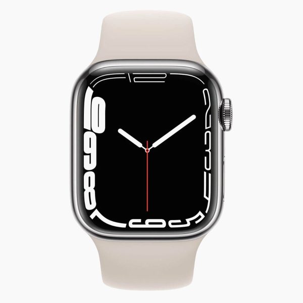 Apple Watch Series 7 45mm RVS Silver Wifi + 4G White Sport Band - B-grade