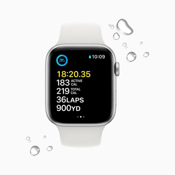 Apple Watch SE (2022) 44mm Aluminum Silver Wifi White Sport Band - A-grade - Afbeelding 3